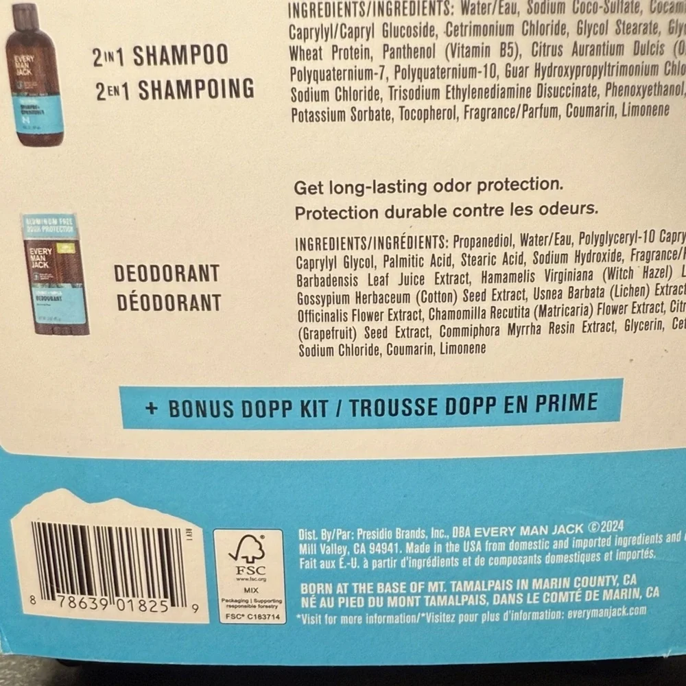 NEW! Every Man Jack Body Set- Body Wash, Deodorant, Shampoo Conditioner